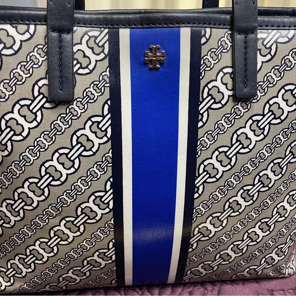 Tory Burch Navy Blue Gemini Link zip top handbag - Picture 2 of 2